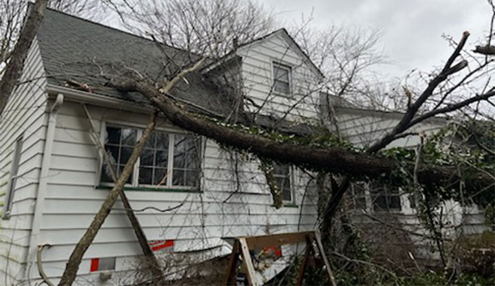 storm damaged home